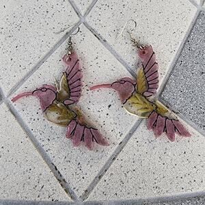 Handcrafted Colorful Hummingbird Drop Earrings